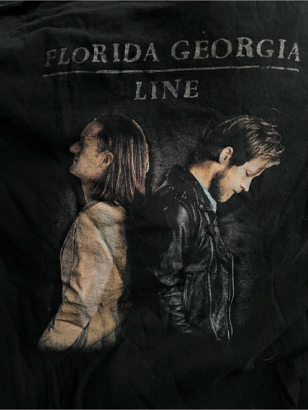 Gildan Black Florida Georgia Line concert Graphic Tee Cream and Tan Portraits
